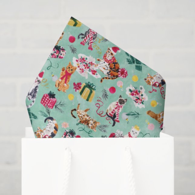 PAPIER MOUSSELINE CHRISTMAS CAT CHAOS  (Sac cadeau)