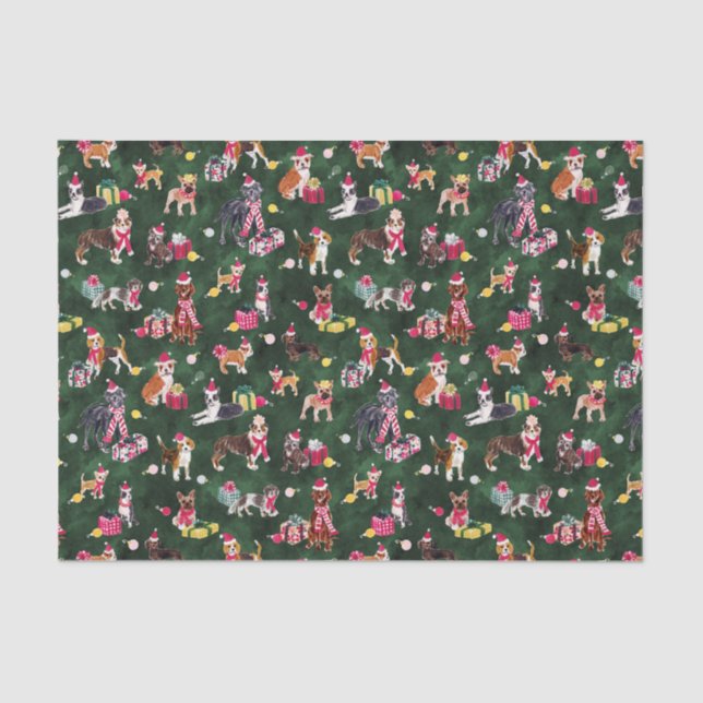 PAPIER MOUSSELINE CHRISTMAS CHIEN CUTENESS EMERALD (Recto)