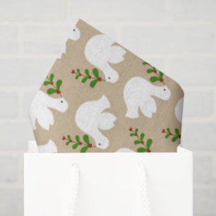 Papier Mousseline Christmas Dove Peace Love Joie motif de vacances