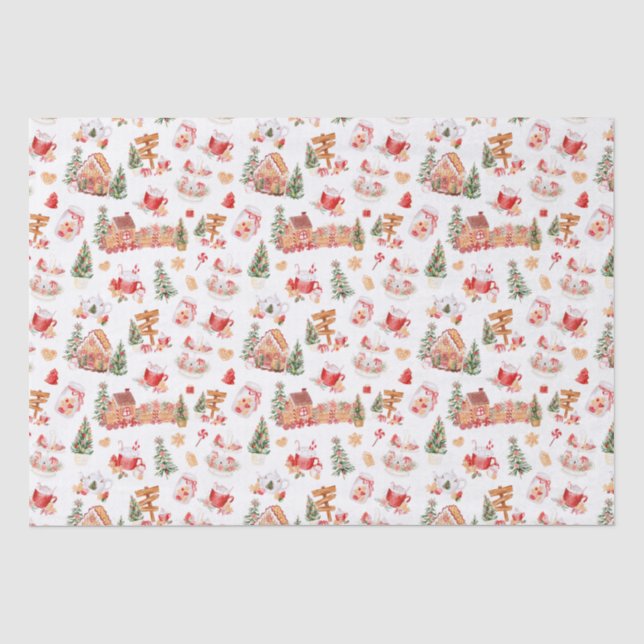 Papier Mousseline Christmas Gingerbread Red (Recto)