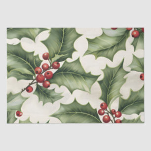 Papier Mousseline Christmas Holly Berry