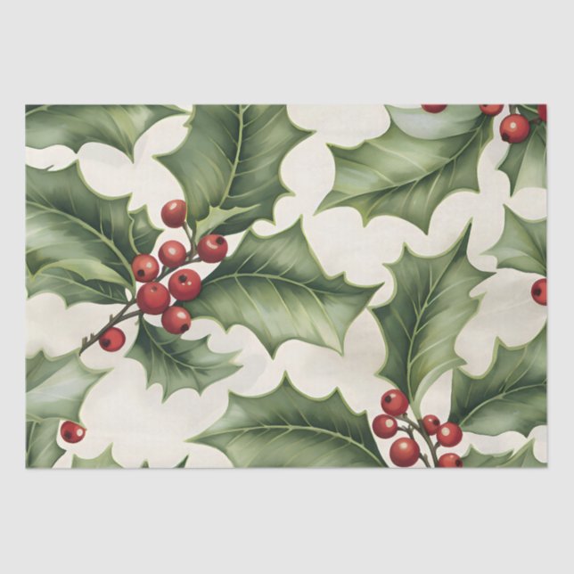 Papier Mousseline Christmas Holly Berry (Recto)
