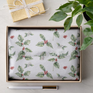 Papier Mousseline Christmas Holly et Mistletoe