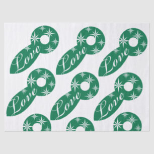 Papier Mousseline Christmas Love Green Tissue Paper