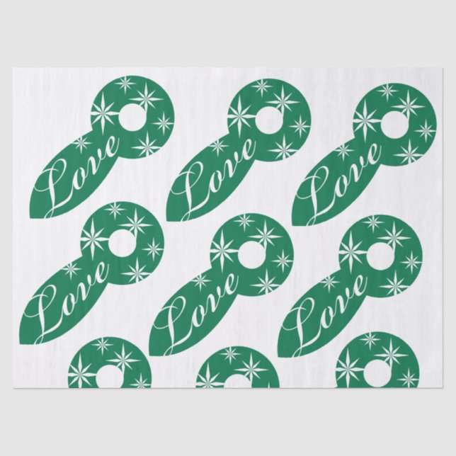 Papier Mousseline Christmas Love Green Tissue Paper (Recto)