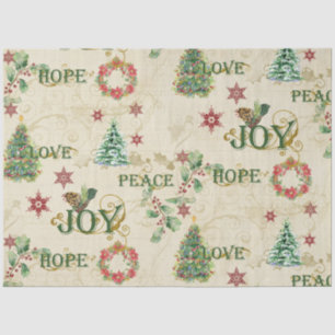 Papier Mousseline Christmas Love Joy Peace Hope Watercolor Decoupage