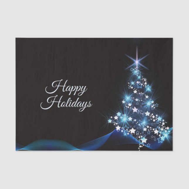 Papier Mousseline Christmas Party Blue Tree Shiny Black Elegant (Recto)