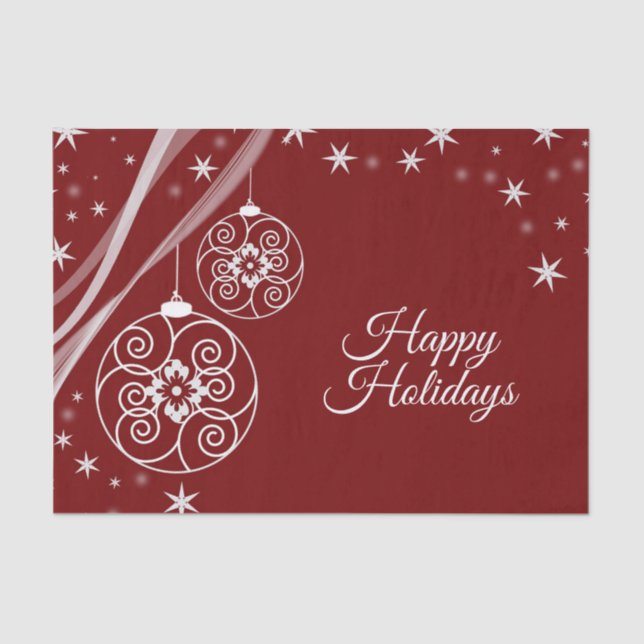 Papier Mousseline Christmas Party White Ornaments Stars Red Elegant (Recto)