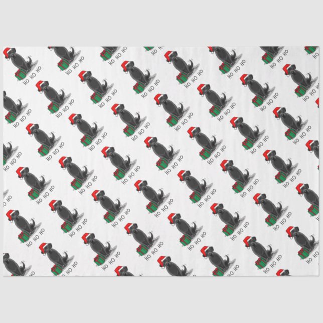 Papier Mousseline Christmas Père Noël Black Labrador Retriever Cute (Recto)