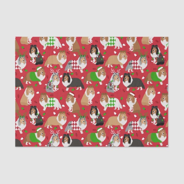 Papier Mousseline Christmas Shelter Shetland Sheepdog (Recto)