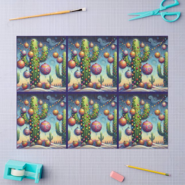 Papier Mousseline Christmas Southwest Saguaro Cactus Decoupage (Artisanat)