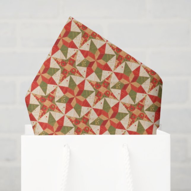 Papier Mousseline Christmas Star Quilt (Sac cadeau)