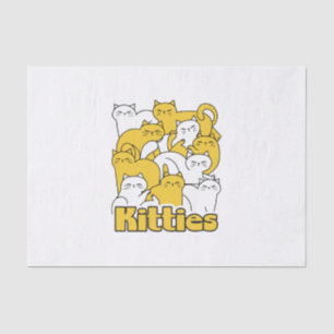Papier Mousseline Chubby Kitties Design - Cat Art adorable