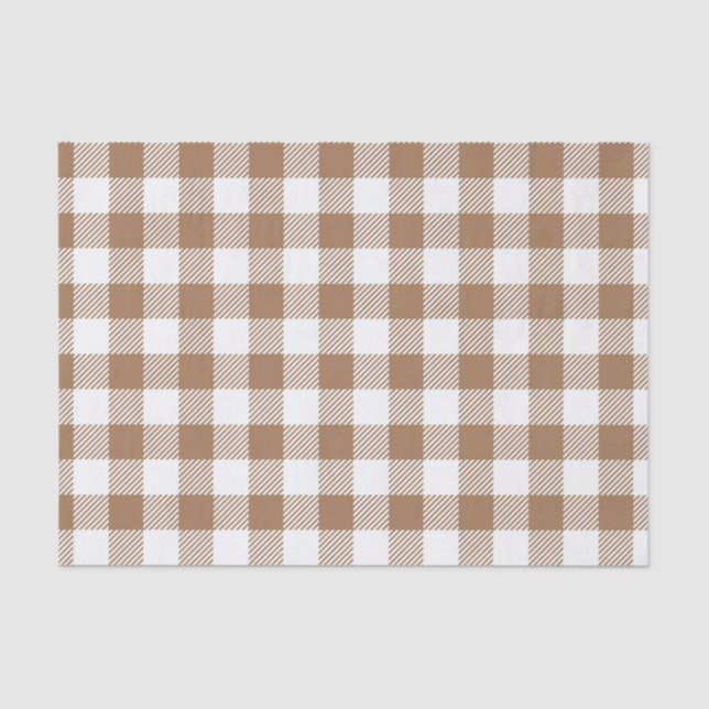Papier Mousseline CHUTE Brown ET BLANCHE EN VICHY MOTIF PLAID (Recto)