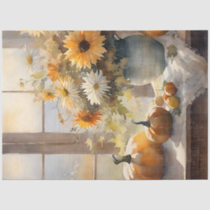 Papier Mousseline Chute Citrouille Fleur de tournesol Floral à vie m