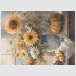 Papier Mousseline Chute Citrouille Fleur de tournesol Floral à vie m