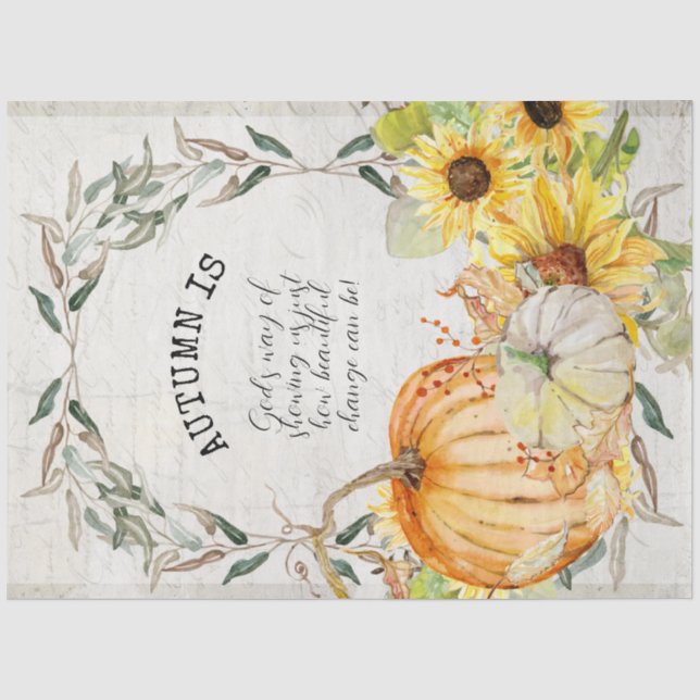 Papier Mousseline Chute Citrouille Tournesol aquarelle Floral Découp (Recto)