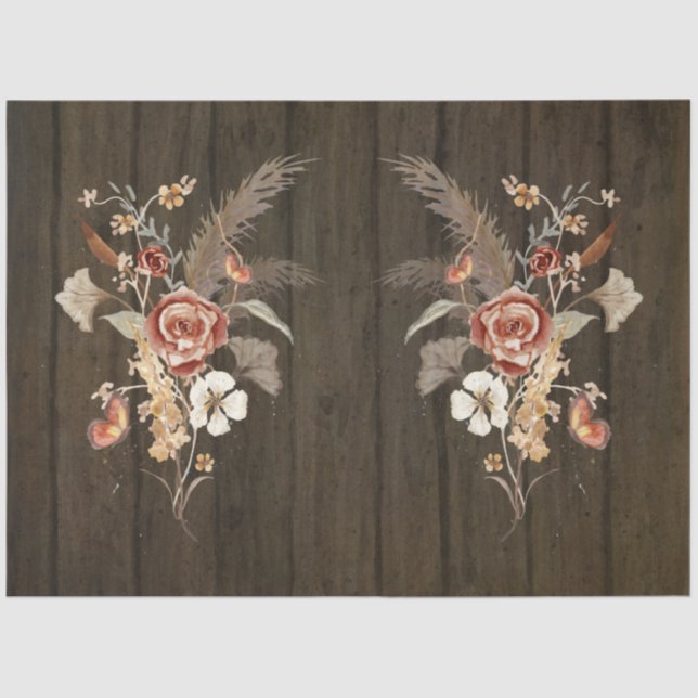 Papier Mousseline Chute Fleur sauvage Bouquet Pampas Grass Découpage (Recto)