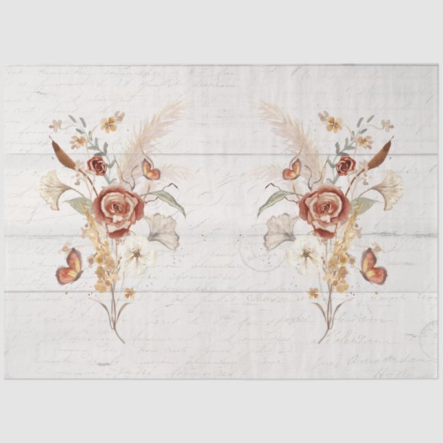 Papier Mousseline Chute Fleur sauvage Pampas Grass Rustique bois Déc (Recto)