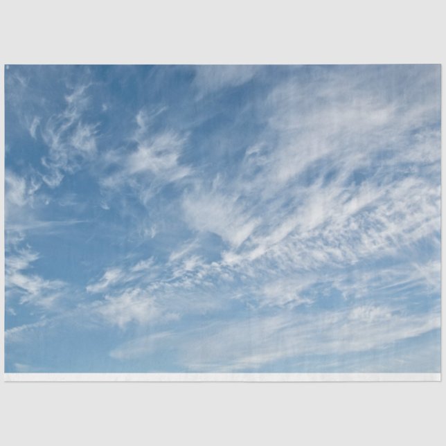 Papier Mousseline Ciel bleu nuages blancs éparpillés Motif bleu (Recto)