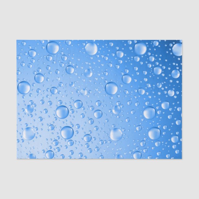 Papier Mousseline Ciel métallique Bleu Pluie gouttes (Recto)