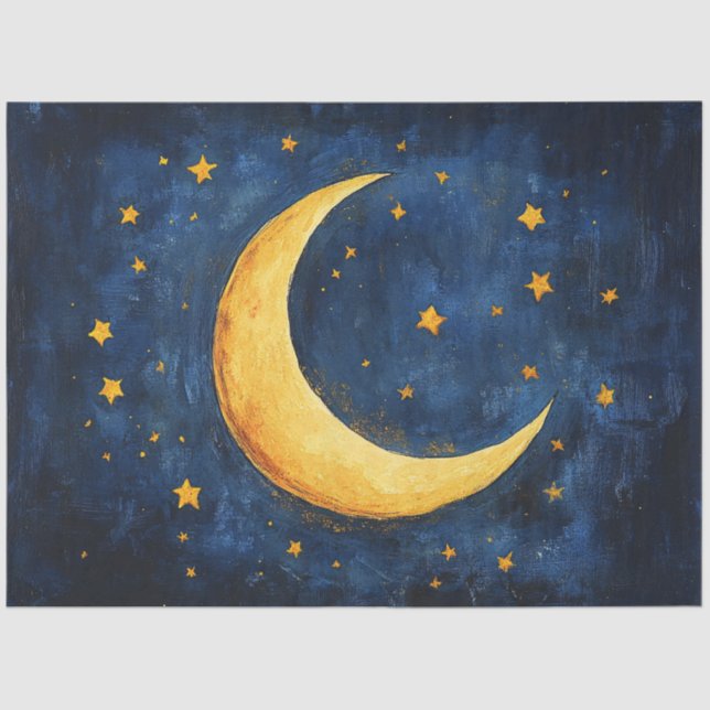 Papier Mousseline Ciel Nocturne Stylé Avec Découpage Lune Crescent (Recto)
