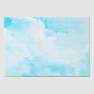 Papier Mousseline Ciel nuageux lumineux - bleu