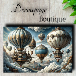 Papier Mousseline Ciel Ville Dirigeables Découpage