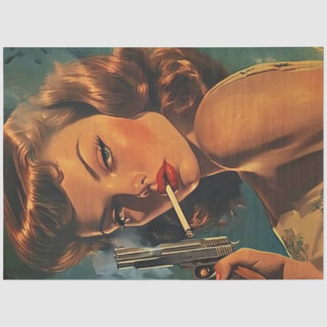 Papier Mousseline Cigarette et pistolet Poster vintage de découpage (Recto)