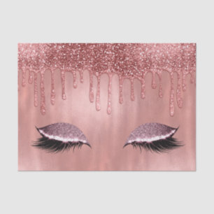 Papier Mousseline Cils gouttant de paillettes rose or rose