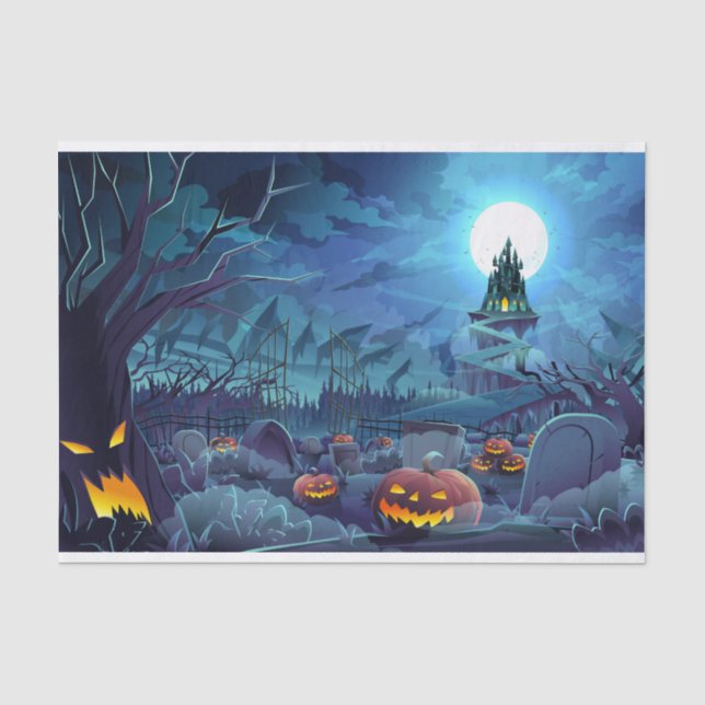 Papier Mousseline Cimetière de la Lune Citrouille d'Halloween (Recto)