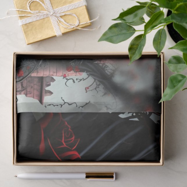 Papier Mousseline Cimetière gothique Jardin Rose (Cadeau)