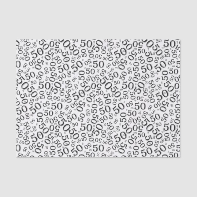 Papier Mousseline cinquantième Motif de nombre d'anniversaire noir (Recto)