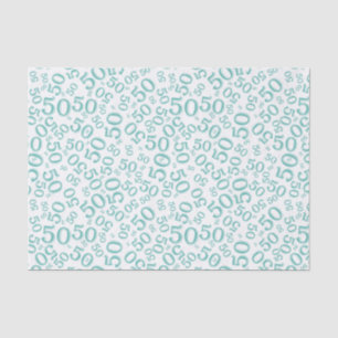 Papier Mousseline cinquantième Motif Teal de nombre d'anniversaire