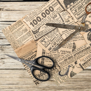 Papier Mousseline Ciseaux rouillés, coupures de journaux vintages