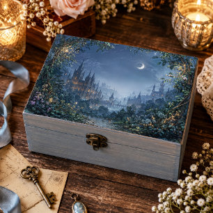 Papier Mousseline Citadelle de fantasy gothique lumineuse au clair d