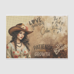 Papier Mousseline Citation de l'amour de soi de la vintage Western G
