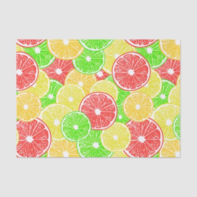 Papier Mousseline Citron, orange, pamplemousse et tranches de citron (Recto)