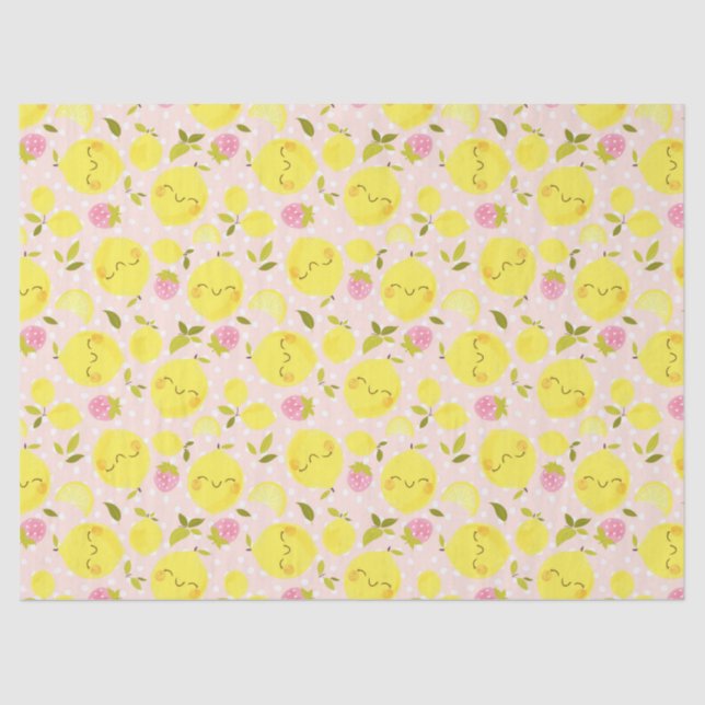 Papier Mousseline Citron rose fraise (Recto)