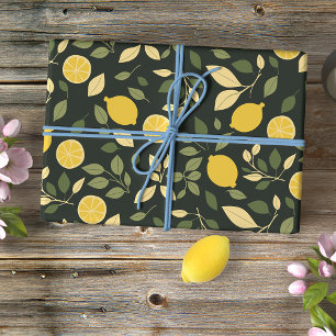 Papier Mousseline Citrons et Feuilles