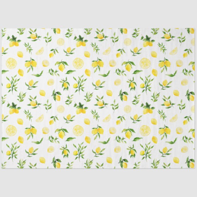 Papier Mousseline Citrons et Motif de feuillage (Recto)