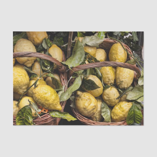 Papier Mousseline Citrons italiens dans un panier (Recto)