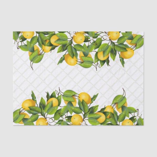 Papier Mousseline Citrons sur treillis (Recto)