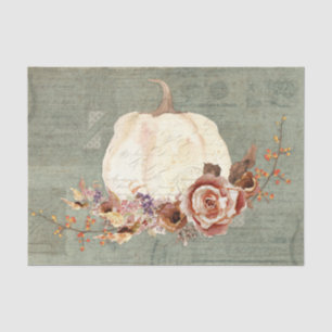 Papier Mousseline Citrouille Automne Gris Orange Rouge Floral Vin Dé