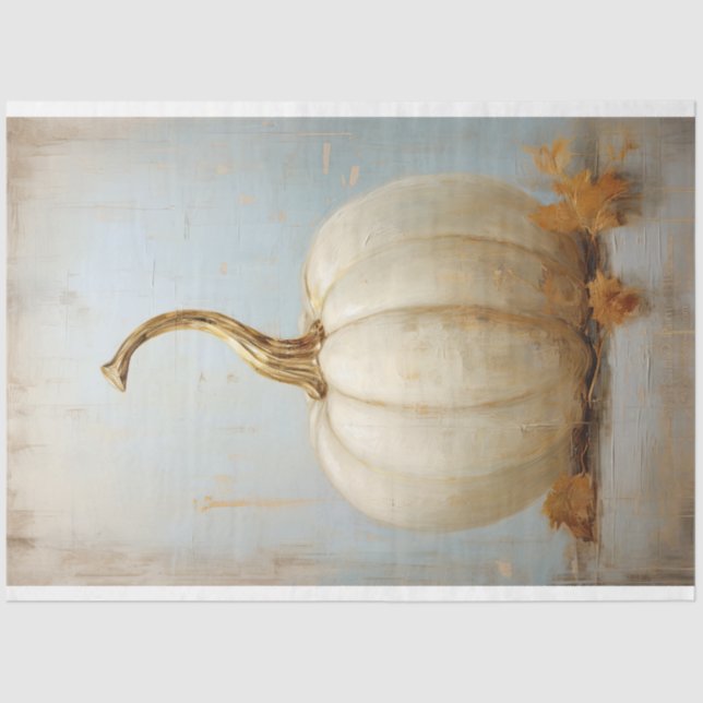 Papier Mousseline Citrouille blanc avec découpage à tige dorée (Recto)