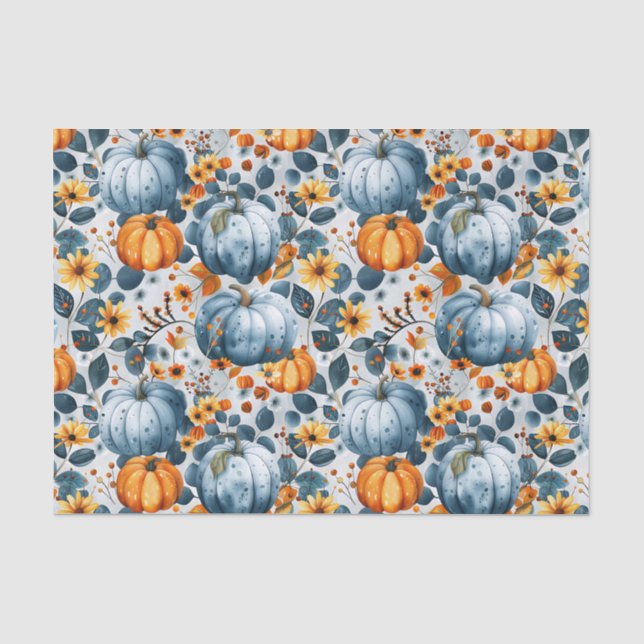 Papier Mousseline Citrouille d'automne et fleurs automne Découpage (Recto)