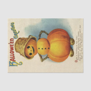 Papier Mousseline Citrouille de voeux Halloween vintage avec casquet