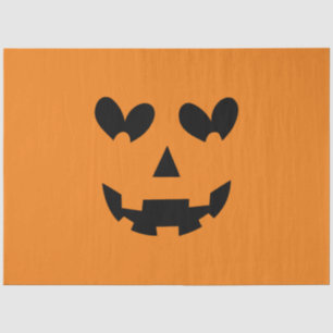 Papier Mousseline Citrouille d'Halloween cœur joyeux orange et noir 