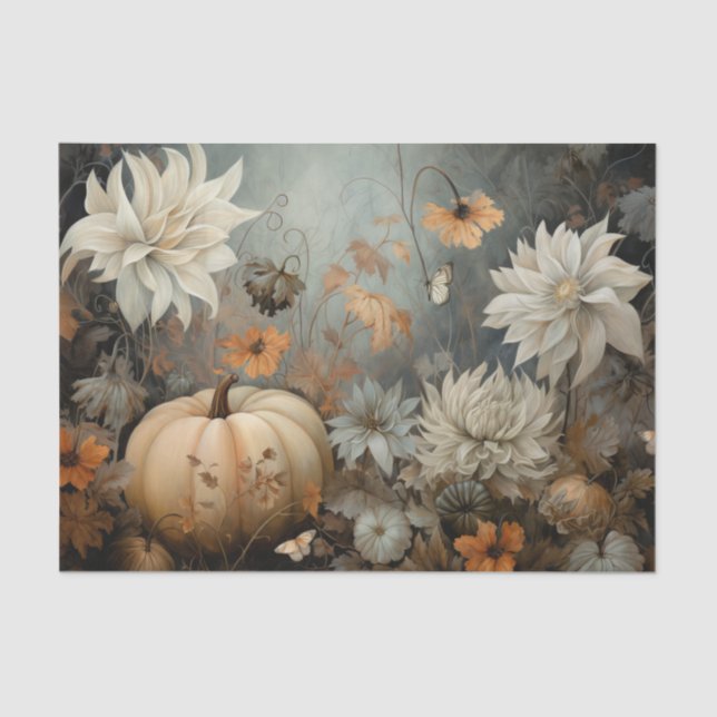 Papier Mousseline Citrouille d'Halloween d'automne avec découpage de (Recto)