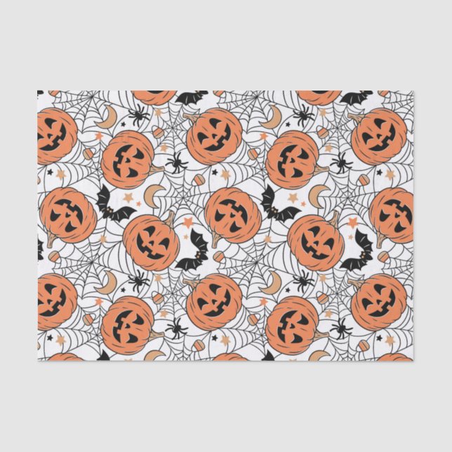 Papier Mousseline Citrouille éffrayant Motif Halloween (Recto)